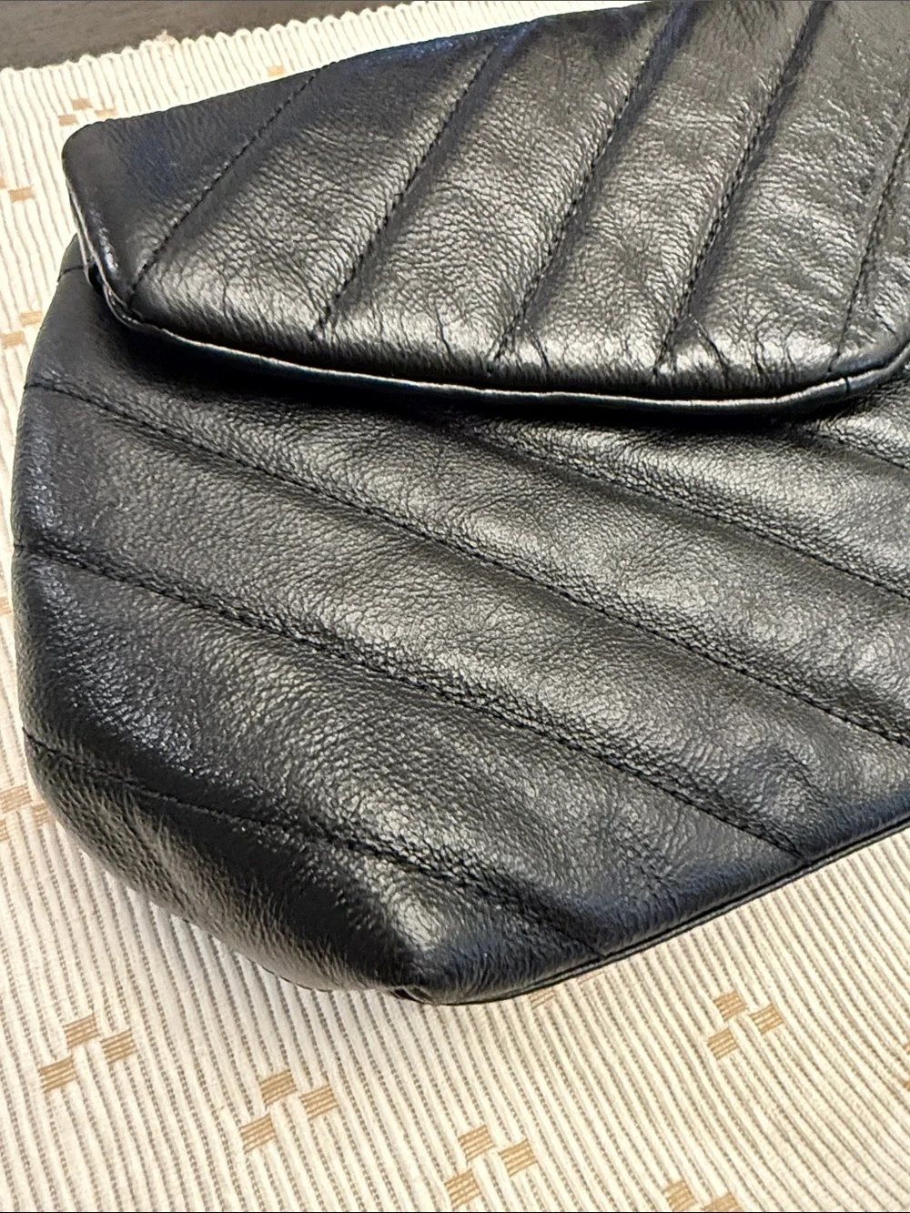Vince Camuto Black Quilted Leather Envelope Clutch Evening Bag OS